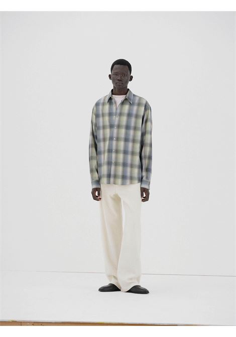 super light wool checkman blue and green AURALEE | A25AS01LCBLUE GREEN CHECK